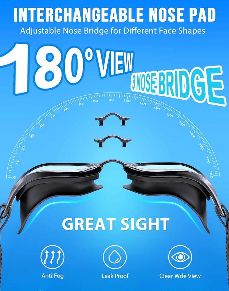 Vegemono Swim Goggles, Unisex Adult Swimming Goggles Anti Fog Anti UV No Leakage Wide View for Men Women Youth - Image 2
